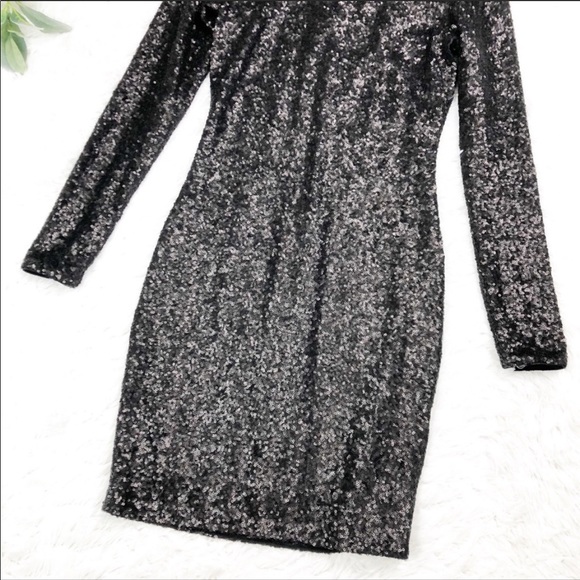 Dress the Population Black Sequin Mock Neck Dress - Picture 4 of 7